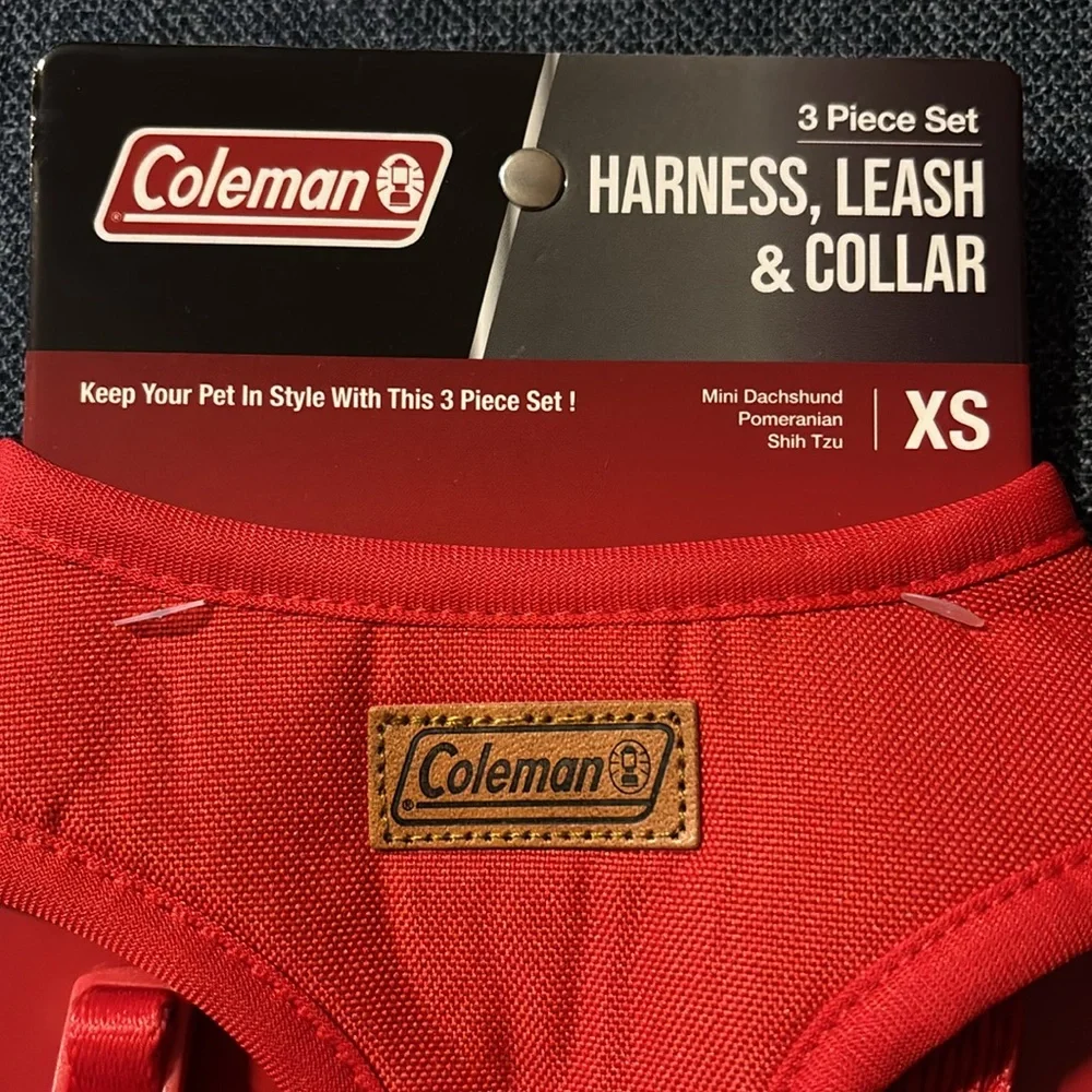 Coleman Red 3 Piece Dog Harness, Leash & Collar Set in Size XS BNWT - Picture 3 of 12